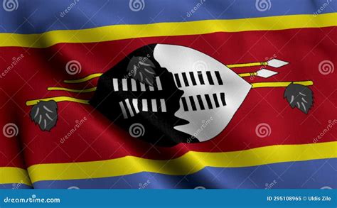 Eswatini Flag Waving Fabric Satin Texture Of The Flag Of Eswatini 3D