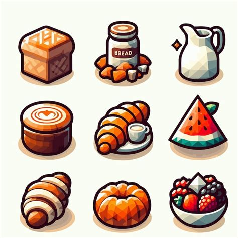 Premium Vector Bread And Bakery Icon Set Flat Silhouette Version Low