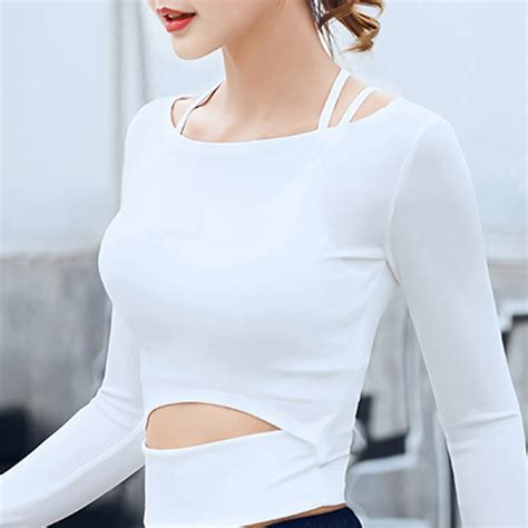 Womens Long Sleeve Top Gym Yoga Crop Tops Yoga Shirts Workout Tops