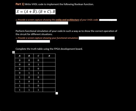 SOLVED Part 1 Write VHDL Code To Implement The Following Boolean