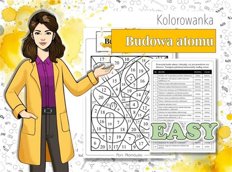 Klasa 7 Chemia Budowa Atomu Chemiczna Kolorowanka Wersja EASY