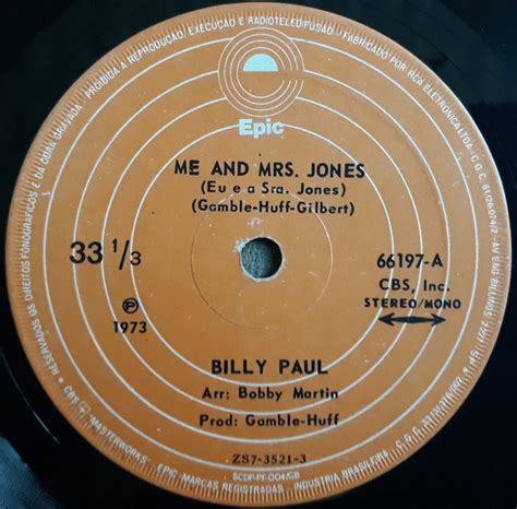 Billy Paul Me And Mrs Jones Your Song 1973 Alternative Orange