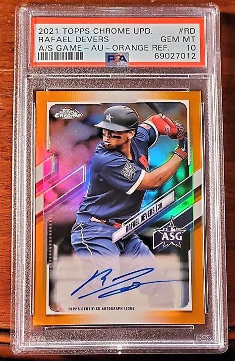 Rafael Devers Topps Chrome Update Orange Refractor Auto Psa