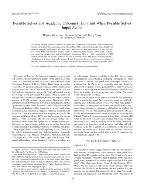 (PDF) Possible Selves and Academic Outcomes: How and When Possible ...