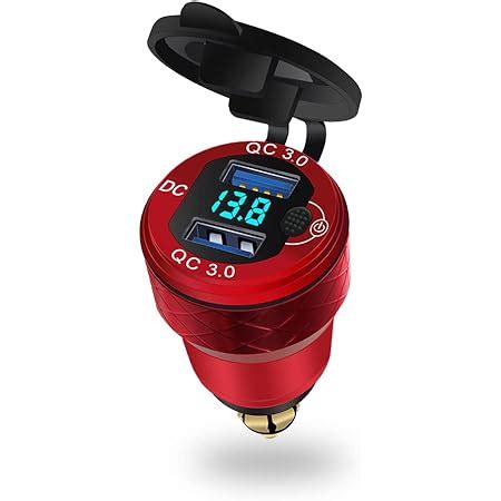 Alamor V V A Voltmeter Red Motorcycle Dual Usb Din Socket Pour