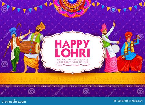 Happy Lohri Holiday Background for Punjabi Festival Stock Vector - Illustration of lady ...