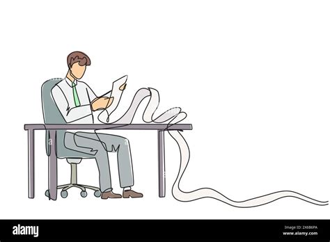 Continuous One Line Drawing Of Businessman Sitting In Work Chair