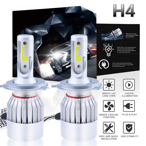 H4 9003 HB2 200W 20000LM LED Conversion Headlight KIT Hi Low Beam 6000K