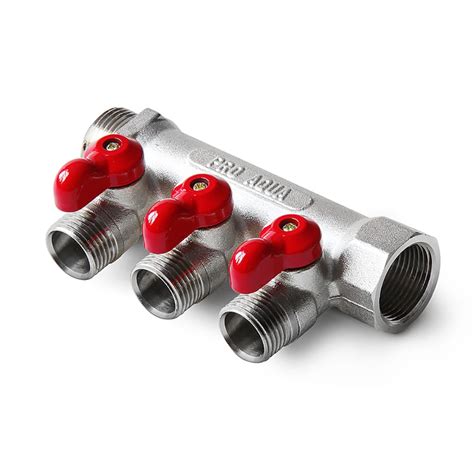 Коллектор с отсекающими кранами (плоскость) PRO AQUA 3/4, 4 х 1/2 V100 ...