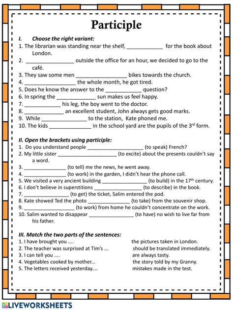 Participles Exercise Live Worksheets Worksheets Library