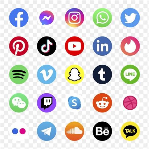 PNG Social Media Icons Set With Facebook Instagram Twitter TikTok