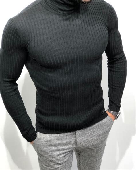 Buy Black Slim Fit Turtleneck Sweater By Gentwith With Free Shipping