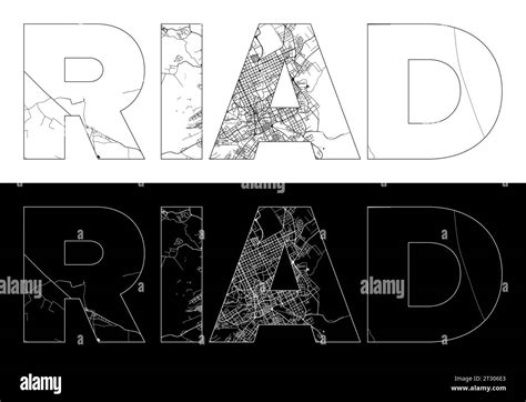 Riad City Name Saudi Arabia Asia With Black White City Map