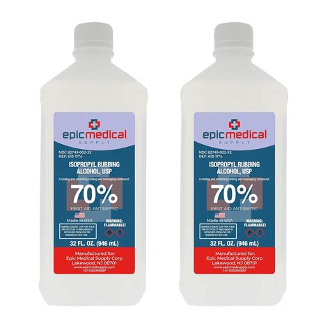 Isopropyl Rubbing Alcohol 70% USP, 32 oz. - Multipurpose First Aid ...