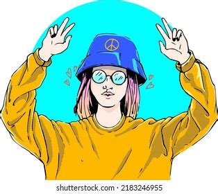 Hippie Woman Glasses Panama Hat Hoodie Stock Vector (Royalty Free) 2183246955 | Shutterstock