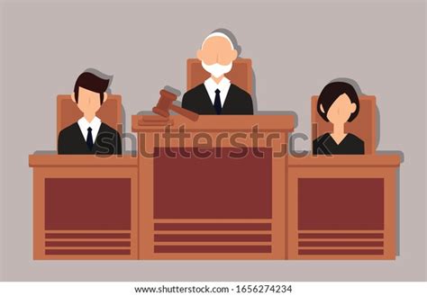 Стоковая векторная графика Courtroom Interior Judges Lawyer Creative