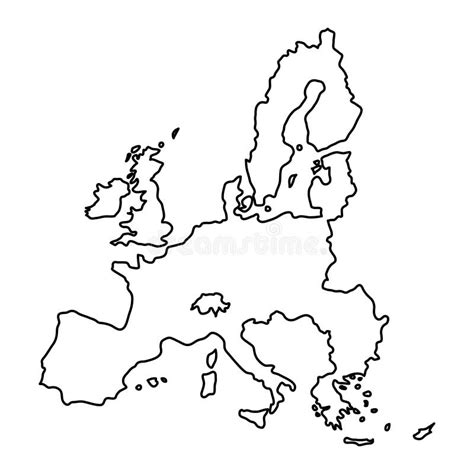 Mapa Da União Europeia Da Ilustração Preta Do Vetor De Curvas Do