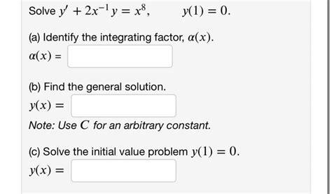 Solved Solve Y 2x L Y X8 Y 1 0 A Identify The