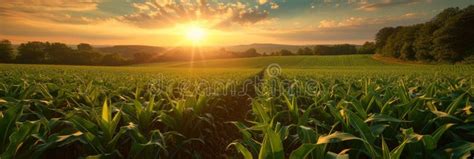Beautiful Corn Field At Sunrise Stock Photo Image Of Summer Sunny