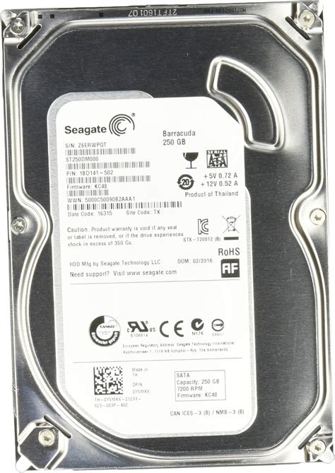 Seagate ST250DM000 Barracuda - Disco Duro de 250 GB (SATA, 3.5", 5-12 V ...