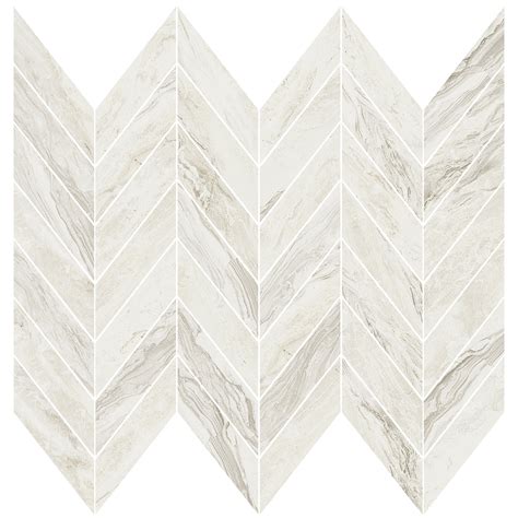 1 1 2 X 3 5 8 Mini Chevron Mosaic Gemstone White Pera Tile