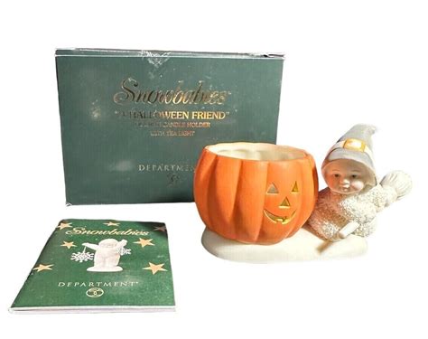 Dept Snowbabies A Halloween Friend Pumpkin Figurine Candle Holder