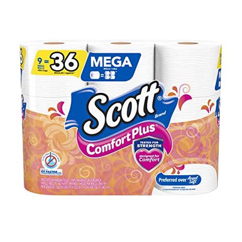 Scott ComfortPlus Toilet Paper, 1 Pack of 9 Mega Rolls (Equal to 36 ...