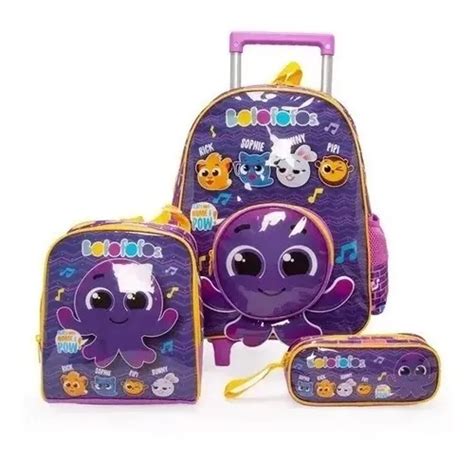 Kit Mochila Infantil Escolar Bolofofos Polvinho Pow Rodinhas