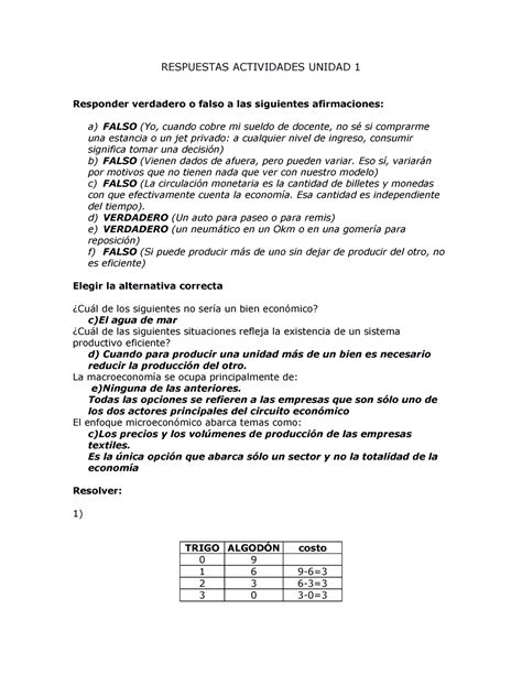 Actividades Opcionales N Respuestas Respuestas Actividades Unidad