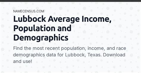 Lubbock Demographics 2024 (Income, Population)