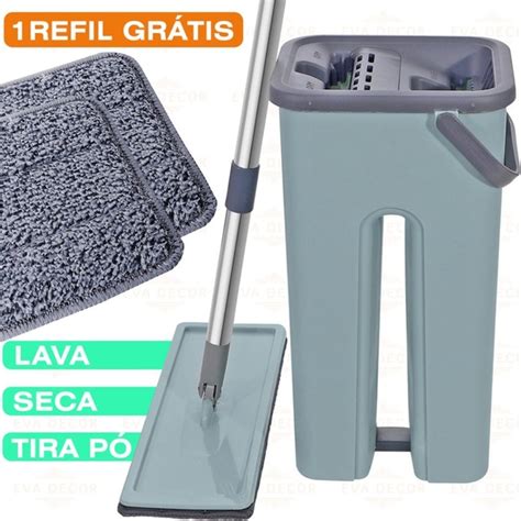 Rodo Flat Mop E Balde Lava E Seca Profissional 2 Refil Leroy Merlin