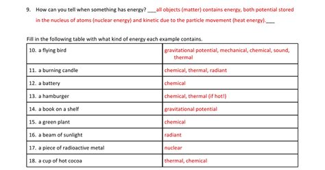 Energy Transformation Worksheets With Answers