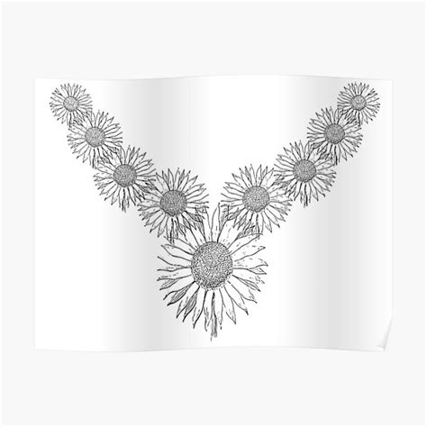 Sunflower Sketch Neck Poster For Sale By Smilingtees Redbubble