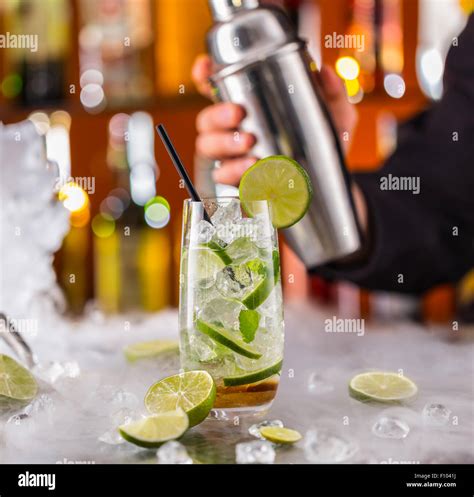 Mojito Drink On Bar Counter Stock Photo Alamy