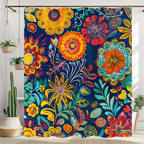 Wegklazax Flower Shower Curtain Boho Shower Curtain