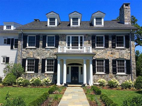 This Stone Colonial Looks Stunning With Black Panel Shutters In A 40 20