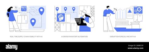 AI In Logistics And Warehousing Abstract Concept Vector Illustrations