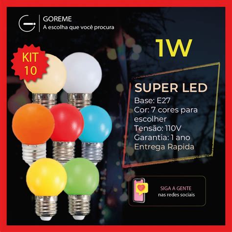 Kit L Mpadas Coloridas Led Mini Bulbo Bolinha W V E Luz