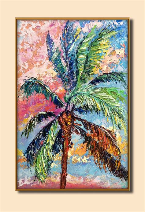 Abstract Palm Tree 128 Original Oil Textured Painting On Etsy