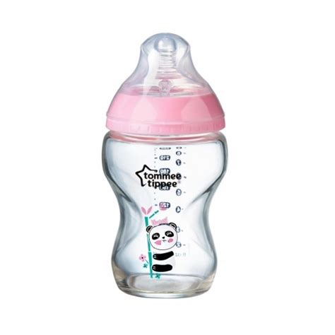 Tommee Tippee Closer To Nature Baby Glass Bottle Slow Flow Pink M