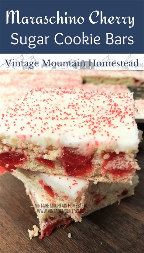 Maraschino Cherry Sugar Cookie Bars One Acre Vintage Homestead