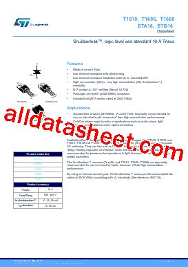 Btb Cw Datasheet Pdf Stmicroelectronics