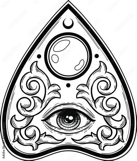 Ouija Planchette With Eye Of Providence Vector Hand Drawn Illustration