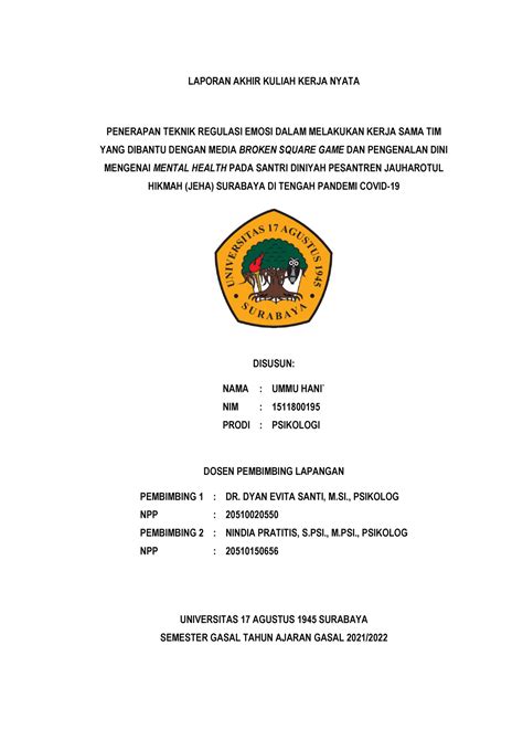 Laporan Akhir KKN BKP MBKM Proyek Kemanusiaan LAPORAN AKHIR KULIAH