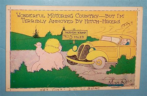 Nudish Kamp Hefty Nude Hitch Hiker Postcard