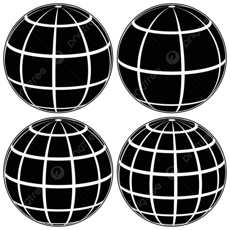 Black 3d Earth Model With Celestial Grid Latitude Icon Black Vector