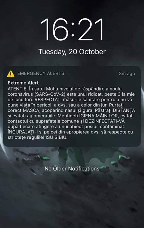 Mesaje RO ALERT pe telefoanele persoanelor din mai multe localități sibiene