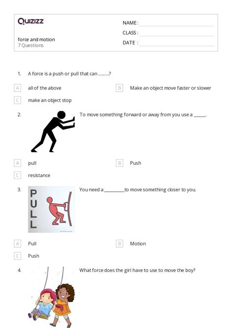 50 Forces And Interactions Worksheets For 1st Class On Quizizz Free