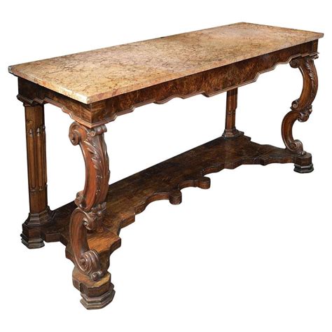 Carved Walnut Georgian Style Faux Marble Top Console Sofa Table At 1stdibs