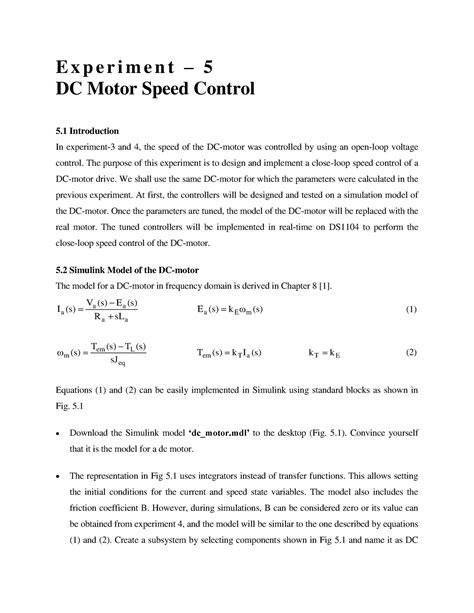 Dc Motor Speed Control The Purpose Of This Experiment Is To Design And Implement A Close Loop